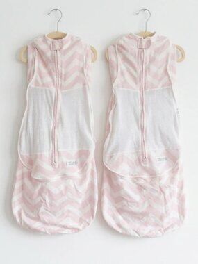 Woombie Baby Sleep Sacks – Pink Chevron – Set of 2 (0–15 Months)